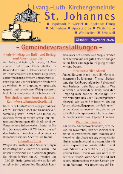 Gemeindebrief St. Johannes Oktober/November 2026