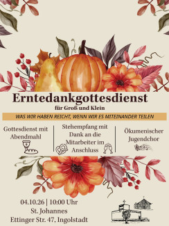Einladung zum Erntedankgottesdienst