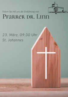 Einladungflyer für die Einführung von Pfr. Dr. Victor Linn am 23.03.2025