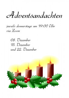 Plakat Adventsandachten mit Terminen und Kerzendeko
