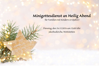 Plakat mit Stern und Hinweis auf den Mini-Gottesdienst zu Heiligabend